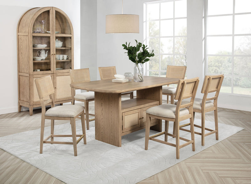 Juego de comedor Kailani Wood de altura de mostrador en roble beige