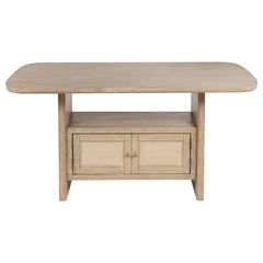 Mesa de comedor Kailani de caña con altura de mostrador y almacenamiento, de roble beige