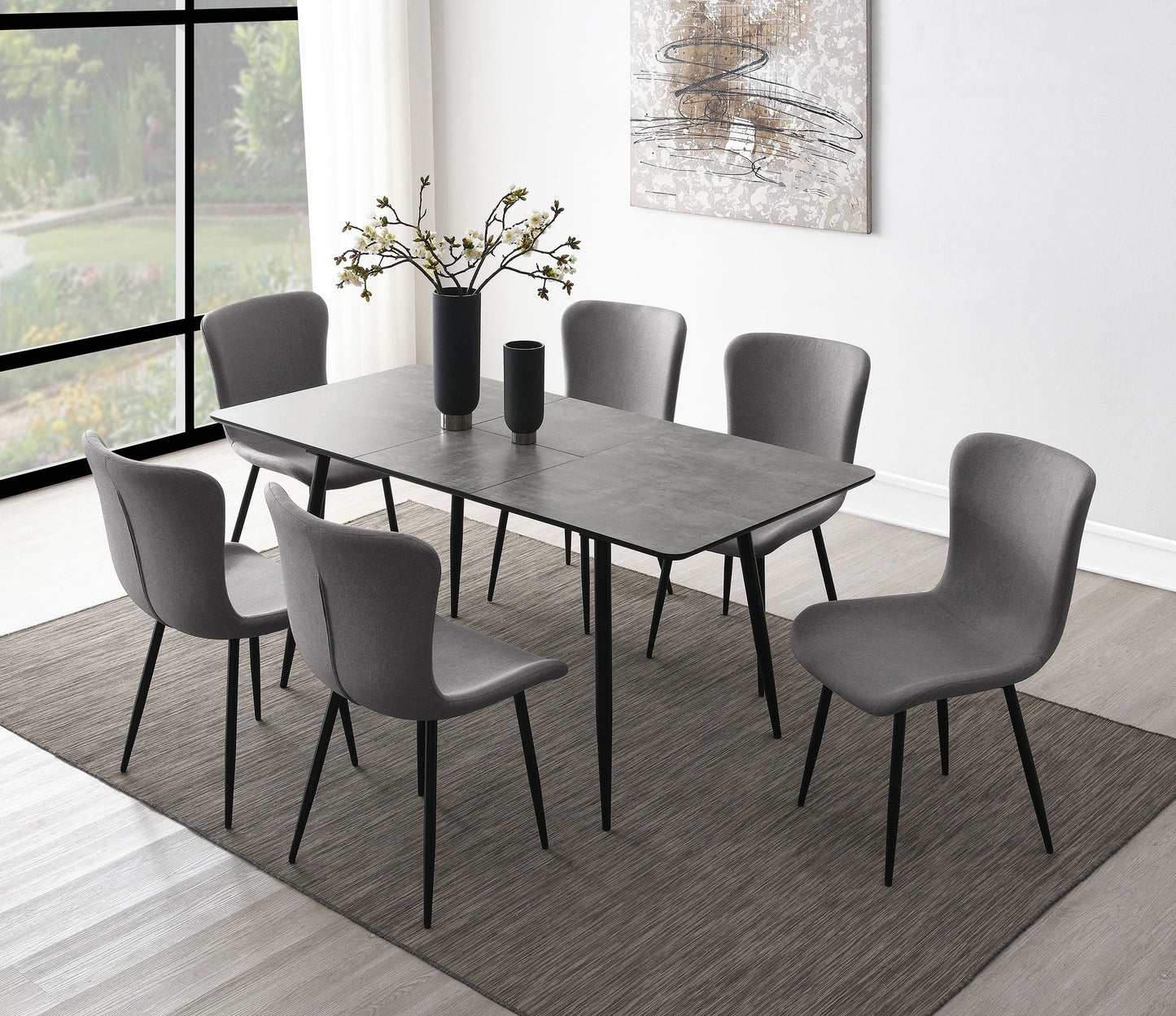 Juego de comedor Horizon con mesa extensible, color gris