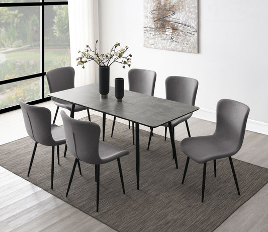 Juego de comedor Horizon con mesa extensible, color gris
