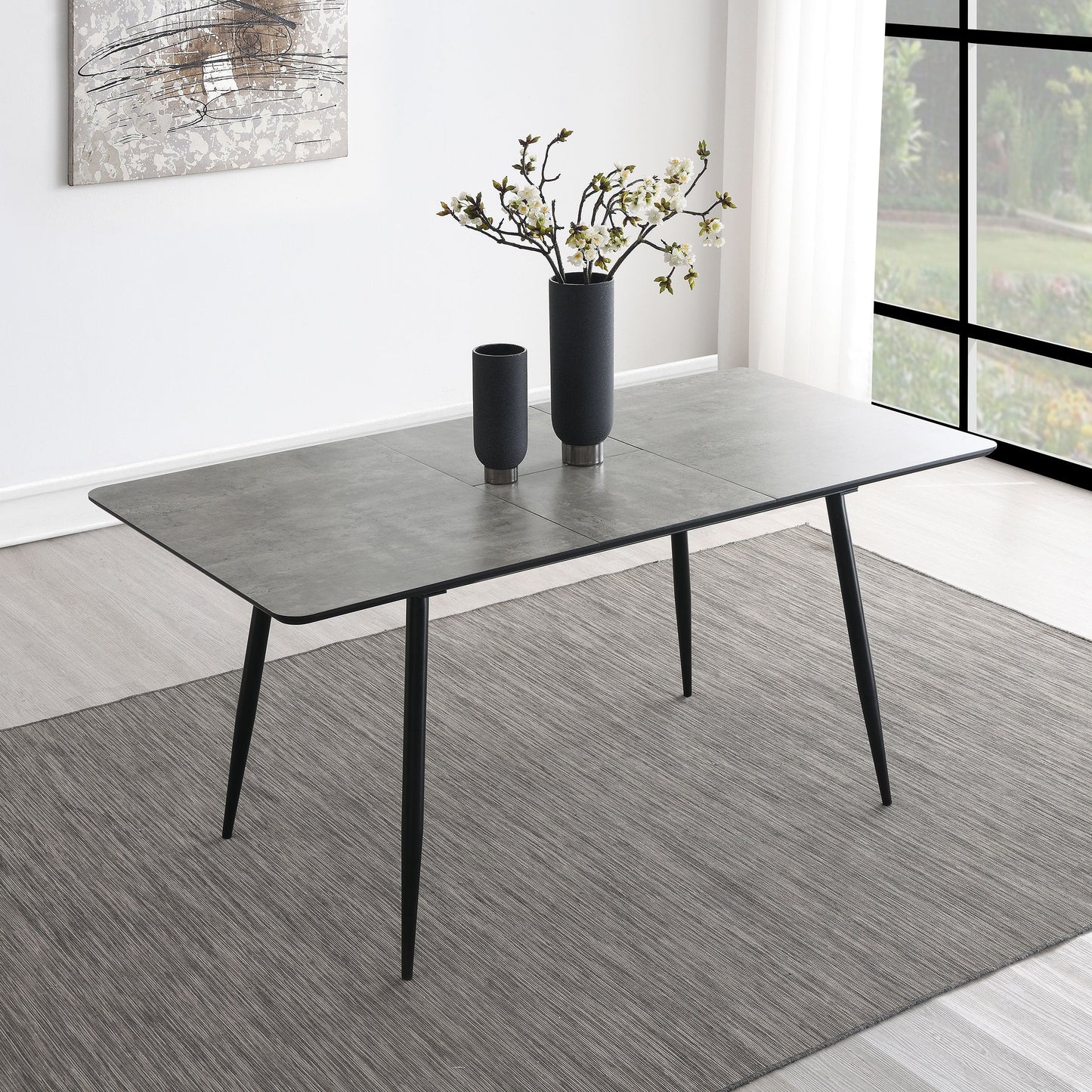 Mesa de comedor extensible Horizon Butterfly Leaf de 63 pulgadas, color gris