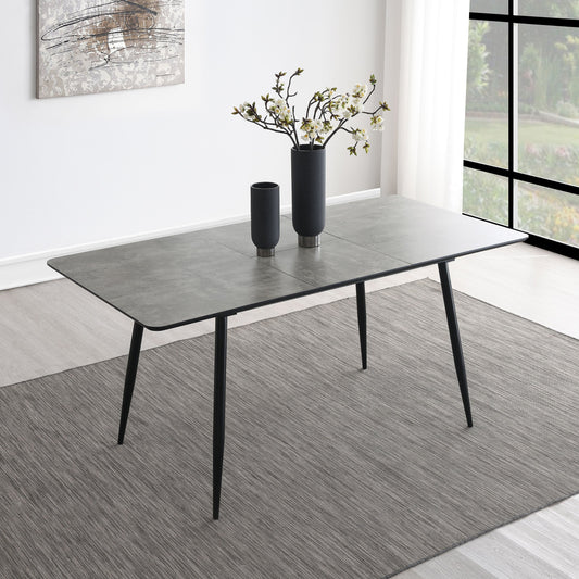 Mesa de comedor extensible Horizon Butterfly Leaf de 63 pulgadas, color gris