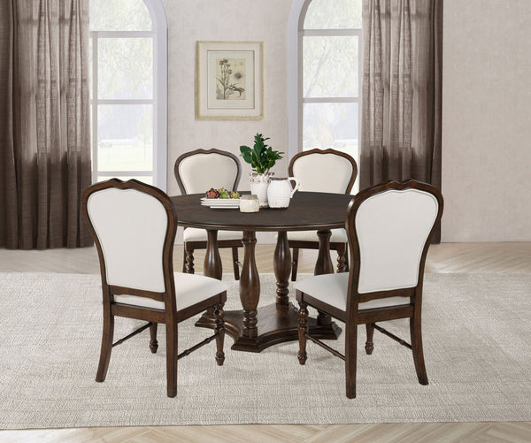 Landon 60-inch Round Dining Table Set Rich Brown