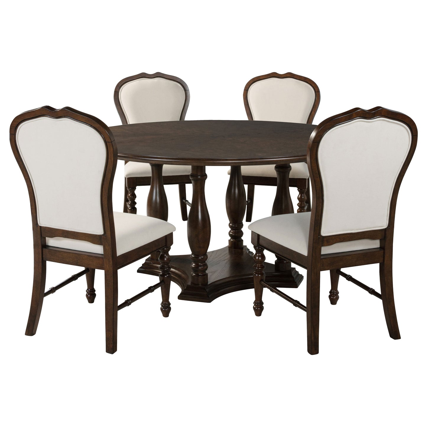 Landon 60-inch Round Dining Table Set Rich Brown