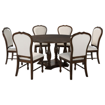 Landon 60-inch Round Dining Table Set Rich Brown