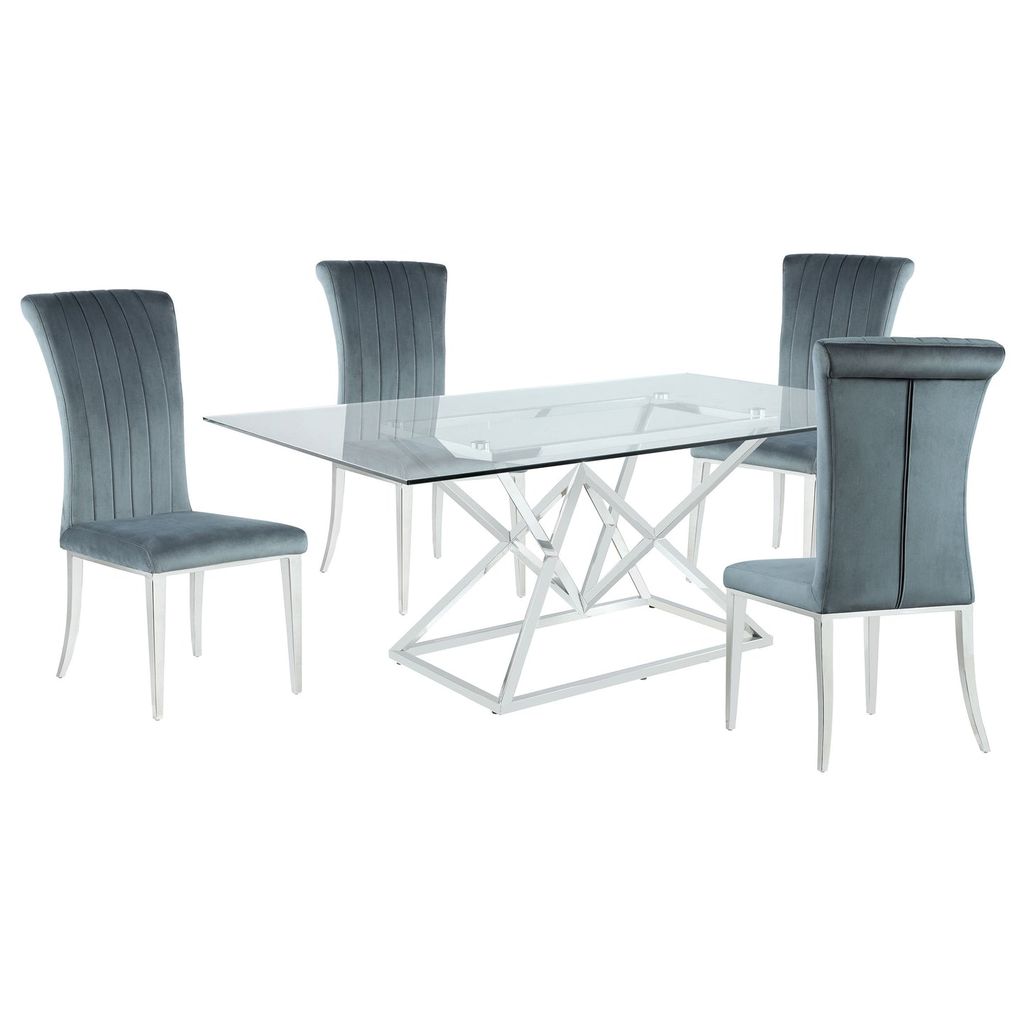 Juego de comedor rectangular Beaufort cromado y gris