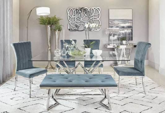 Beaufort Rectangular Dining Set Chrome and Grey