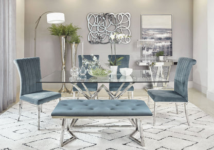 Beaufort Rectangular 71-inch Glass Top Dining Table Chrome
