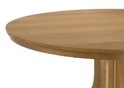 Hartville Round Dining Table Set Natural Light Brown