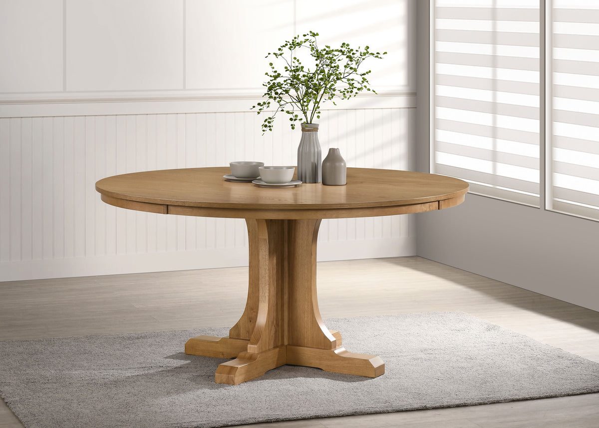 Hartville 60-inch Round Dining Table Natural Light Brown