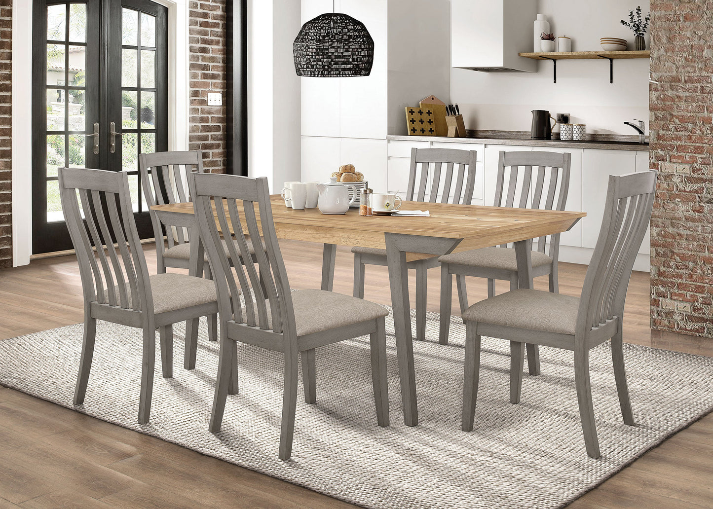 Nogales Rectangular Dining Table Set Coastal Grey