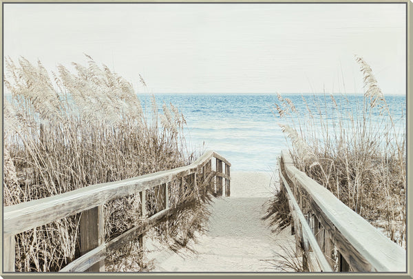 ''Seaside Passageway Serenity'' Hand-painted Canvas in Frame