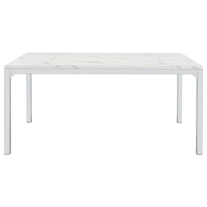 Athena Rectangular 64-inch Faux Marble Dining Table Chrome