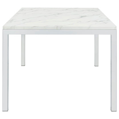 Athena Rectangular 64-inch Faux Marble Dining Table Chrome