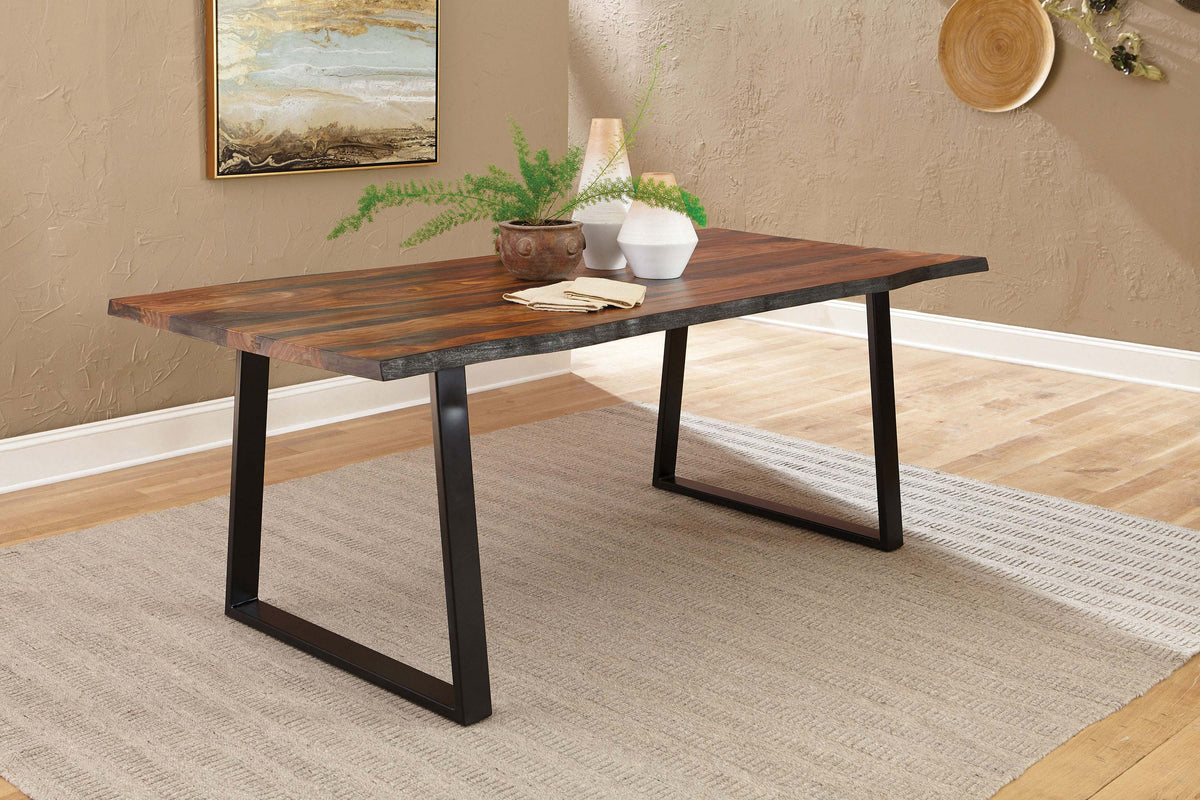 Mesa de comedor Ditman de 80 pulgadas con borde natural de sheesham gris