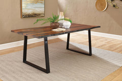 Mesa de comedor Ditman de 80 pulgadas con borde natural de sheesham gris