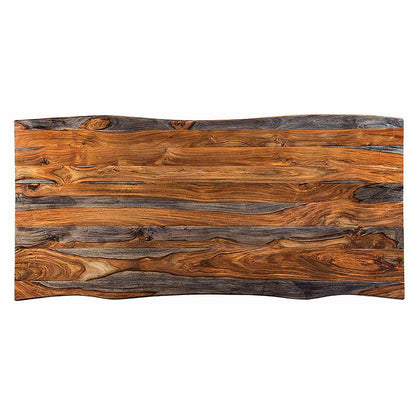 Mesa de comedor Ditman de 80 pulgadas con borde natural de sheesham gris