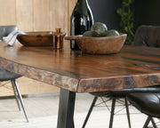 Mesa de comedor Ditman de 80 pulgadas con borde natural de sheesham gris