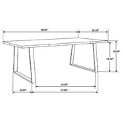 Mesa de comedor Ditman de 80 pulgadas con borde natural de sheesham gris