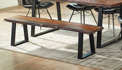 Banco de comedor Ditman Live Edge de madera de sheesham gris