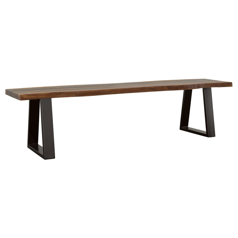 Banco de comedor Ditman Live Edge de madera de sheesham gris
