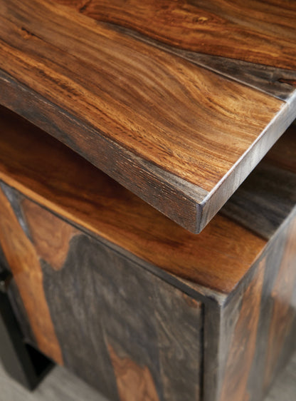 Aparador Ditman de 4 puertas de madera maciza, color gris Sheesham