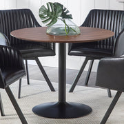 Mesa de comedor redonda Cora de 40 pulgadas con tablero de madera en nogal marrón