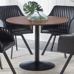 Mesa de comedor redonda Cora de 40 pulgadas con tablero de madera en nogal marrón