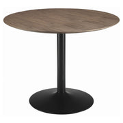Mesa de comedor redonda Cora de 40 pulgadas con tablero de madera en nogal marrón