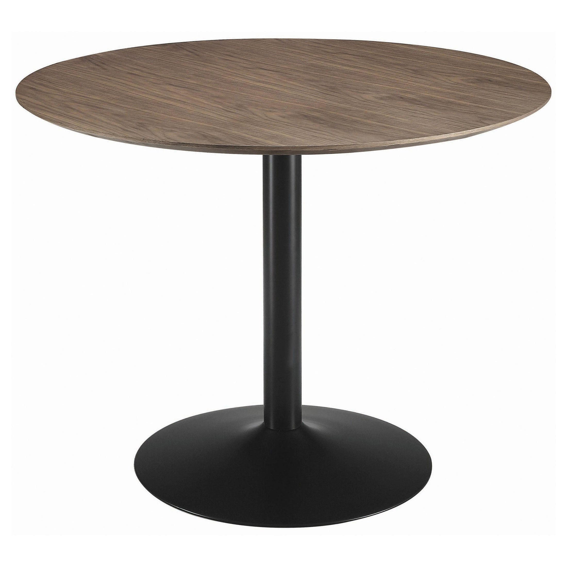 Mesa de comedor redonda Cora de 40 pulgadas con tablero de madera en nogal marrón