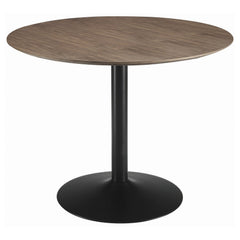 Mesa de comedor redonda Cora de 40 pulgadas con tablero de madera en nogal marrón