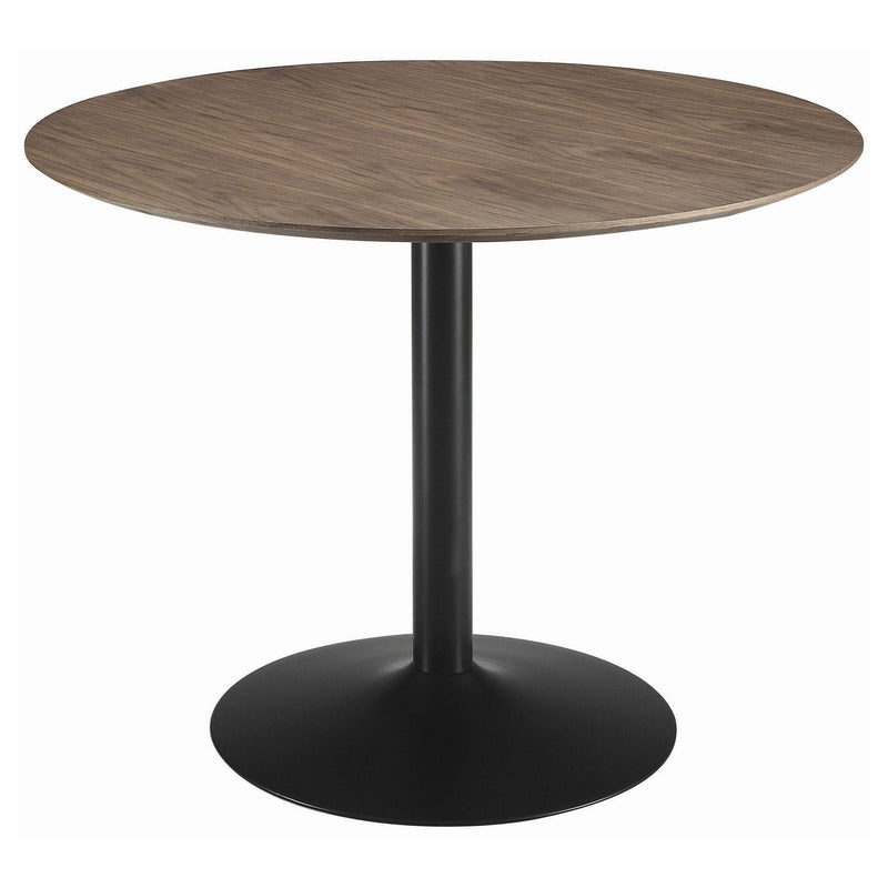 Mesa de comedor redonda Cora de 40 pulgadas con tablero de madera en nogal marrón