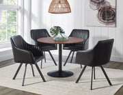 Mesa de comedor redonda Cora de 40 pulgadas con tablero de madera en nogal marrón