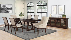 Mesa de comedor Brockway de 104 pulgadas con hojas extensibles, color antiguo Java