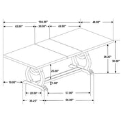 Mesa de comedor Brockway de 104 pulgadas con hojas extensibles, color antiguo Java