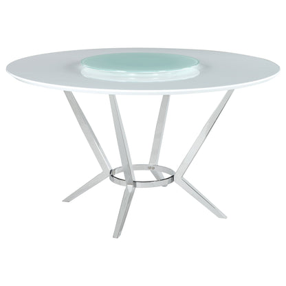 Abby Round Dining Table Set White High Gloss