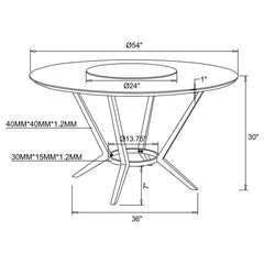 Abby Round 54-inch Lazy Susan Dining Table White High Gloss