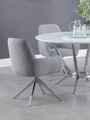 Silla de comedor giratoria Abby tapizada en tela gris claro