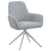 Silla de comedor giratoria Abby tapizada en tela gris claro
