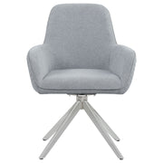 Silla de comedor giratoria Abby tapizada en tela gris claro