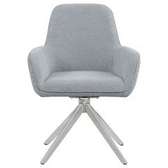 Silla de comedor giratoria Abby tapizada en tela gris claro