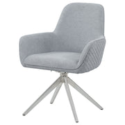 Silla de comedor giratoria Abby tapizada en tela gris claro