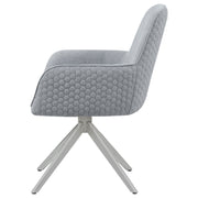 Silla de comedor giratoria Abby tapizada en tela gris claro