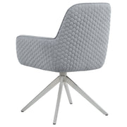 Silla de comedor giratoria Abby tapizada en tela gris claro