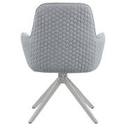Silla de comedor giratoria Abby tapizada en tela gris claro
