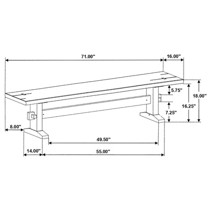 Banco de comedor de madera Bexley color miel natural y negro ahumado