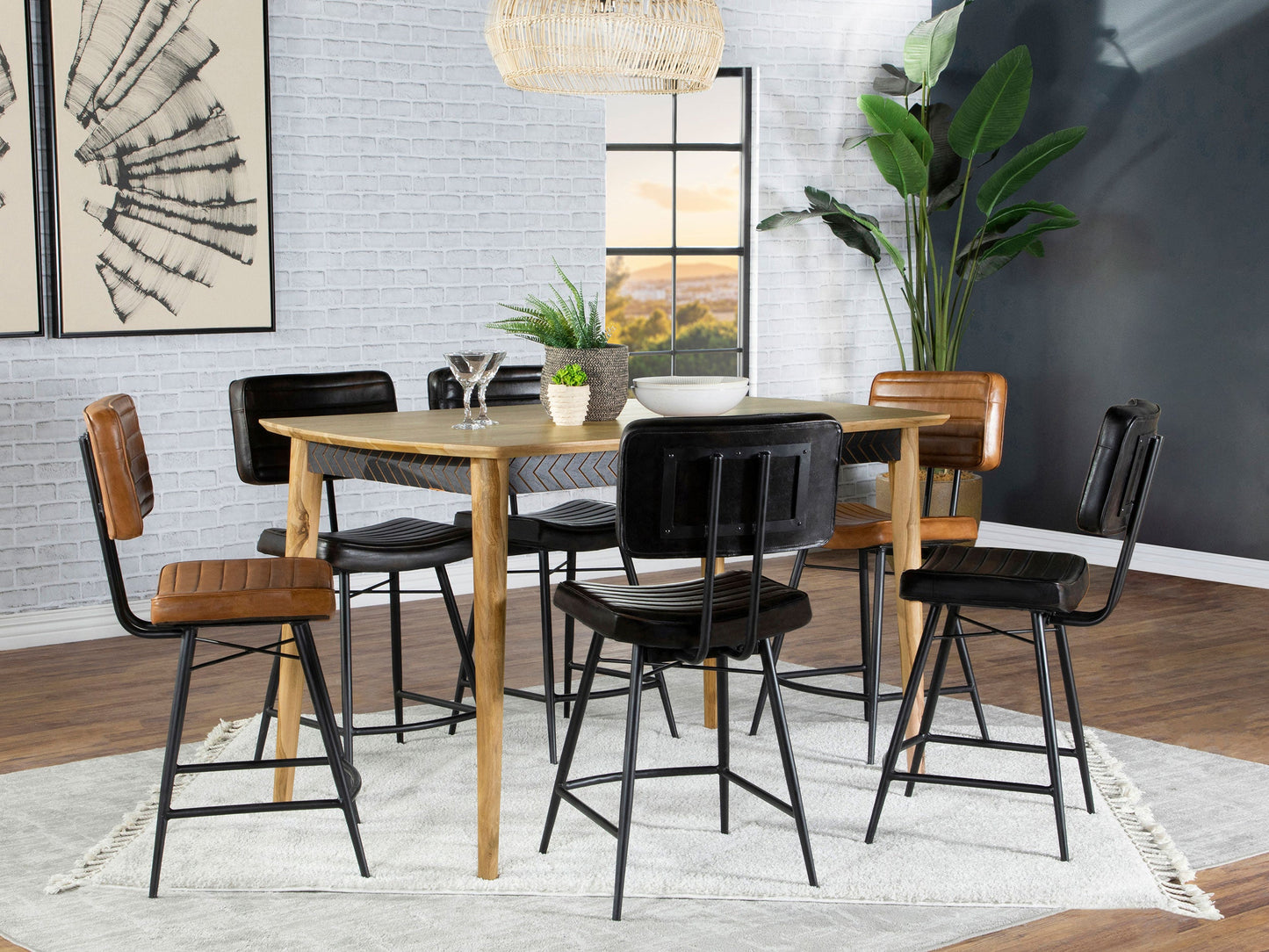 Juego de comedor Partridge Counter Sheesham y Camel