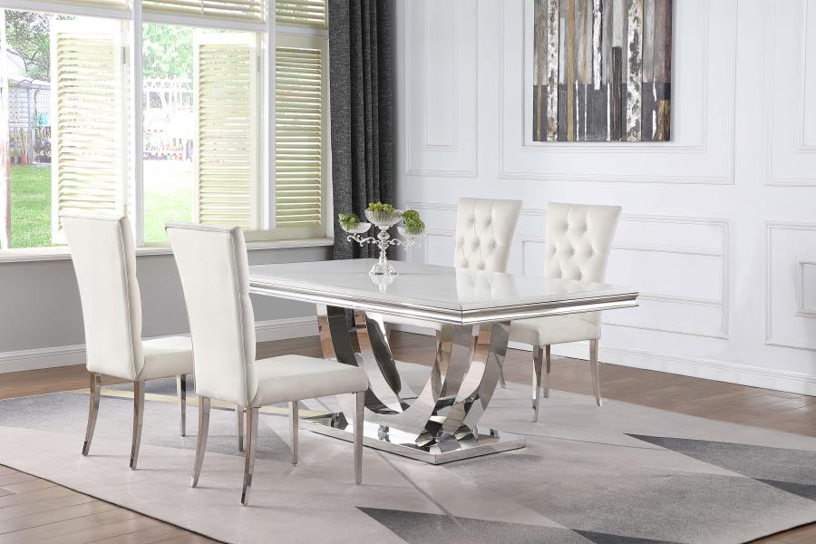 Kerwin 5-piece Dining Room Set White and Chrome