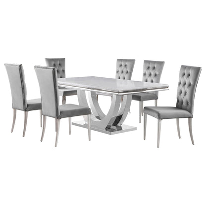 Juego de mesa de comedor rectangular Kerwin gris y cromado
