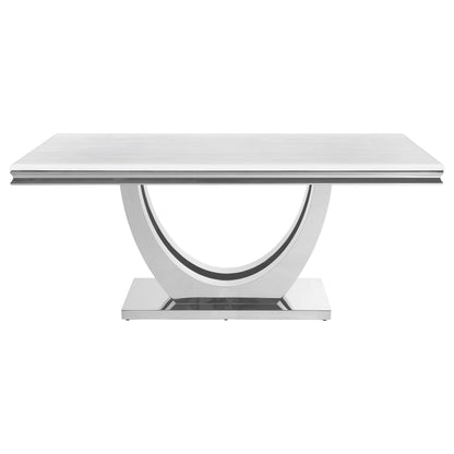 Juego de mesa de comedor rectangular Kerwin gris y cromado